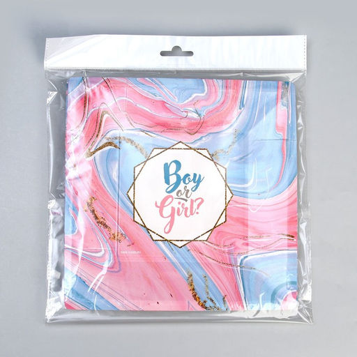 Цена за 10 шт. Тарелка одноразовая бумажная квадратная на гендер-пати «Мальчик или девочка», 21 см