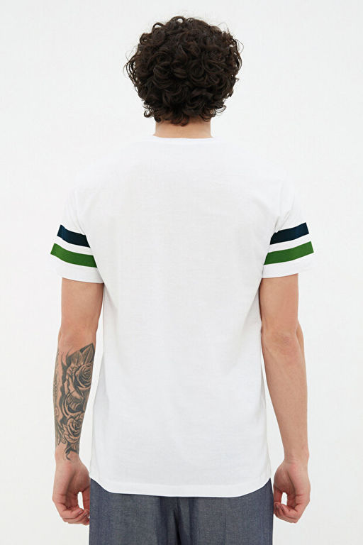 Beyaz Regular/Normal Kesim Kolej Bask_l_ %100 Pamuklu T-Shirt TMNSS20TS1836 - Trendyolmilla фото 2