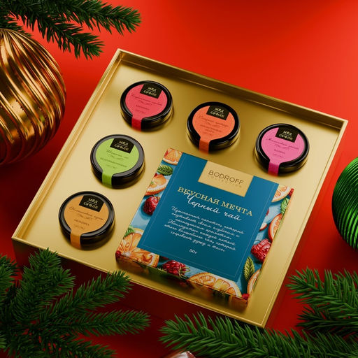Набор подарочный мед и чай новогодний Вкусного Нового Года - Фабрика счастья фото 3