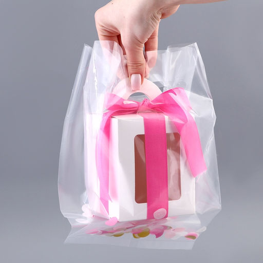 Цена за 20 шт. Пакет квадратный полиэтиленовый с вырубной ручкой, прозрачный, упаковка, 15х28+16см ± 5% 60 мкм