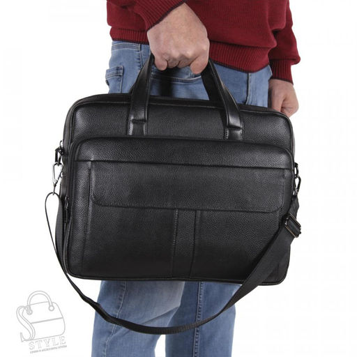 Портфель мужской кожаный 8074G black S-Style фото 2