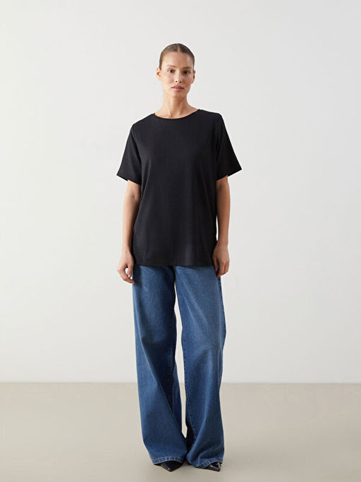 Bisiklet Yaka D?z Kad?n Ti??rt