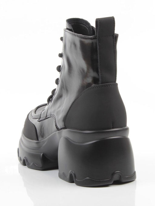 01-F591-1 BLACK Ботинки демисезонные женские (натуральная кожа, искусственная кожа)