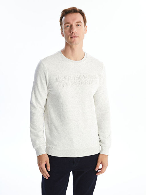 Bisiklet Yaka Uzun Kollu Erkek Kal?n Sweatshirt