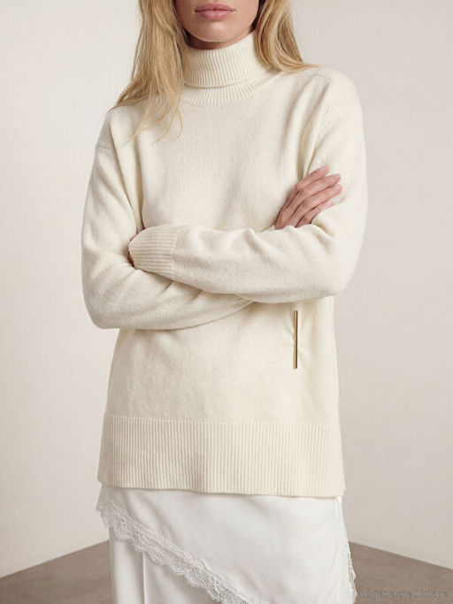 Bal?k?? Yaka Metal Aksesuarl? Kad?n Triko Kazak