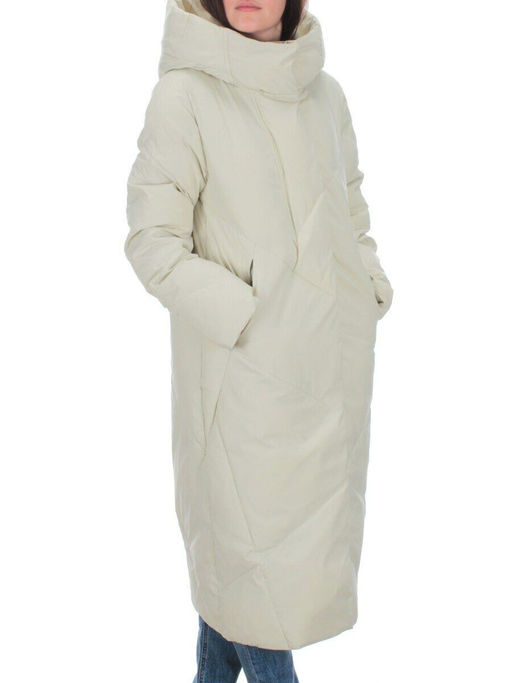 22339 BEIGE Пальто стеганое зимнее женское (200 гр. холлофайбера)