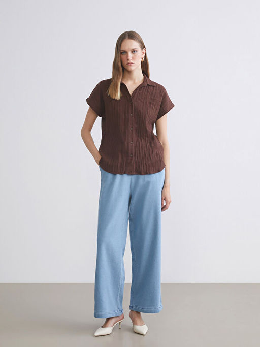 Beli Lastikli Wideleg Kad?n Jean Pantolon