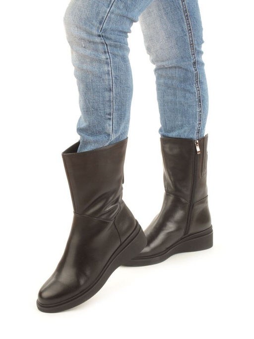 Z4212M BLACK Полусапоги зимние женские (натуральная кожа, натуральный мех) - Фабричный китай фото 2