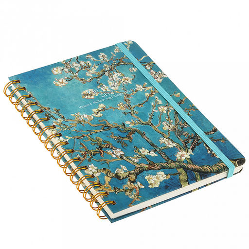 Блокнот для заметок 80 листов "Шедевры Ван Гога" 14,4х20,5см, в линейку, отрывные, обложка - цветной картон, на спирали, с резинкой, рисунок в ассортименте, ПП пакет 15,5х21х1,5см (Китай)