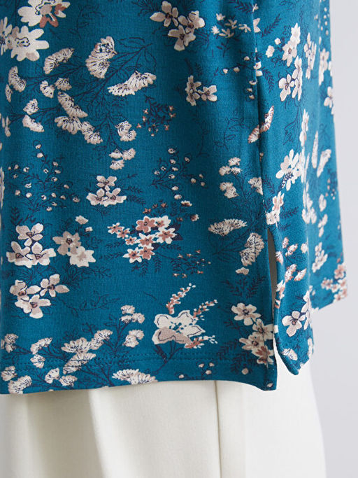 Bisiklet Yaka ?i?ekli Bluz