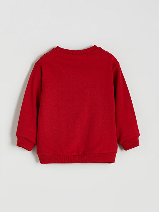 Bisiklet Yaka Bask?l? Erkek ?ocuk Sweatshirt