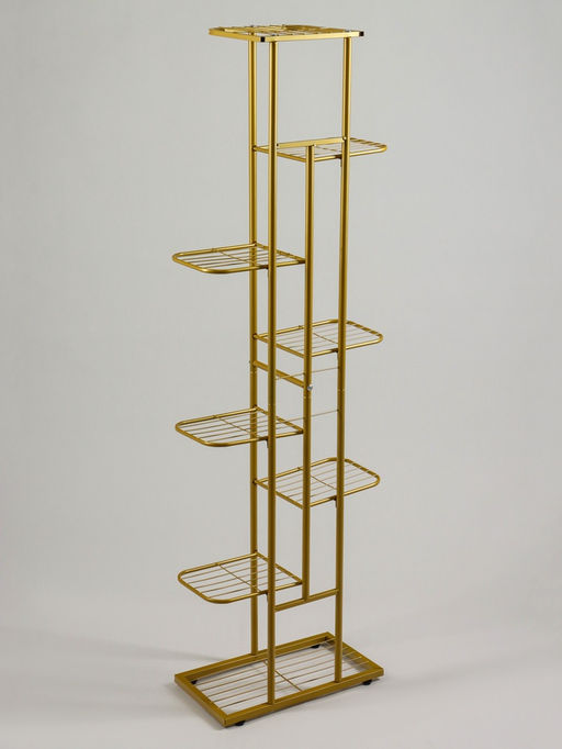 Подставка для цветов Greengo, 8 полок, 43×22×141 см, напольная, металл, цвет золотой