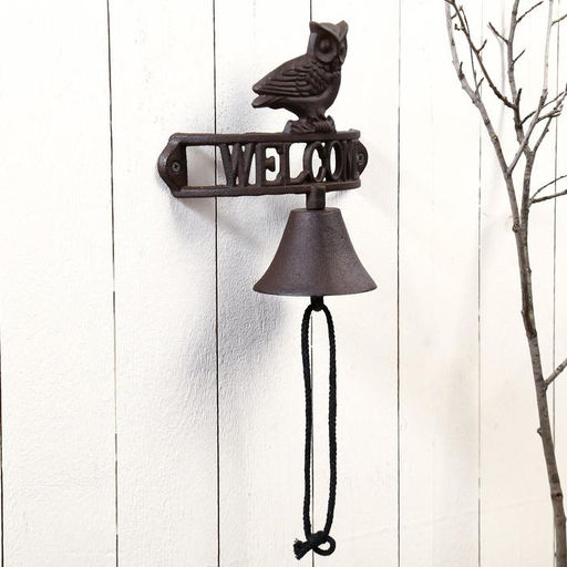 Колокол сувенирный чугун «Филин. Welcome», настенный декор, 22×21×12 см