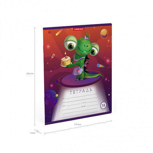Цена за 200 шт. Тетрадь школьная ученическая ErichKrause Cosmic Monsters, 18 листов, линейка (в плёнке по 10 шт.)  фото 10