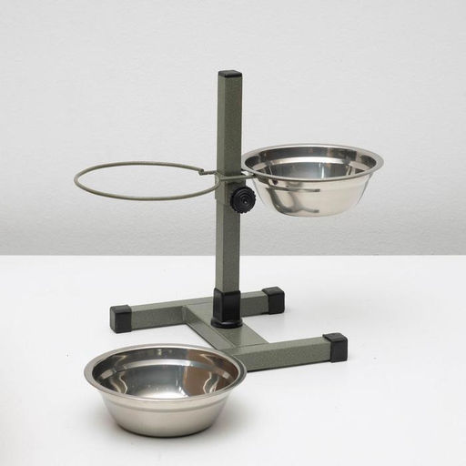 Подставка с мисками для кошек и собак Пижон, 2250 мл, высота 25 см, разборная, зелёная фото 6