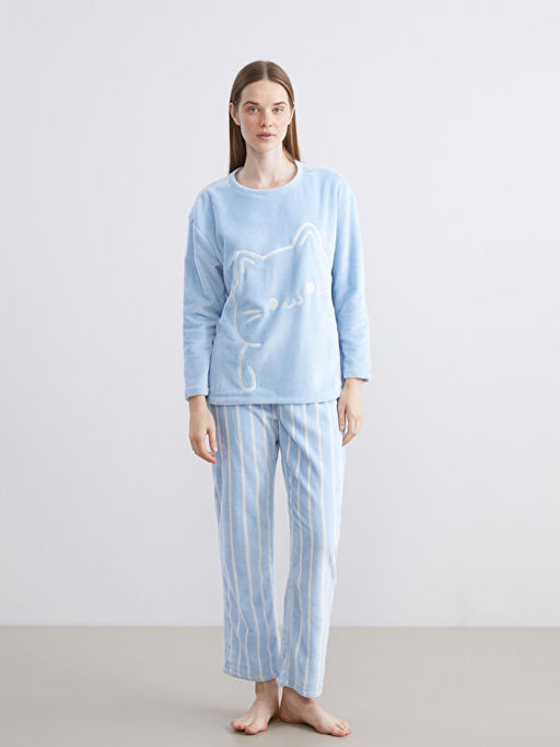 Kedi Nak??l? Pel?? Kad?n Pijama Tak?m?