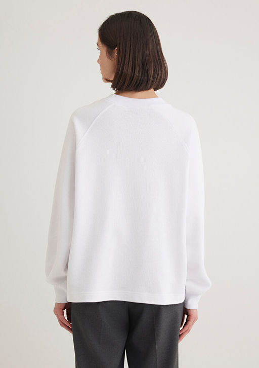 Bisiklet Yaka Beyaz Sweatshirt - Mavi фото 4