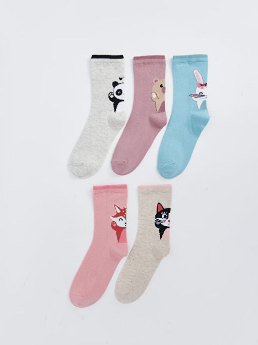 Desenli K?z ?ocuk Soket ?orap 5li