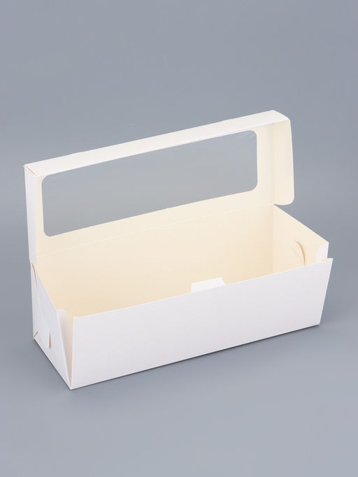 Цена за 50 шт. Коробка под рулет белая, с ПВХ окном, 30×11×10 см