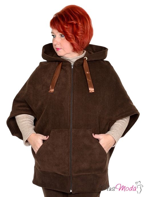 Толстовка-пончо Модель №1443 размеры 44-84 - Plusmoda фото 3