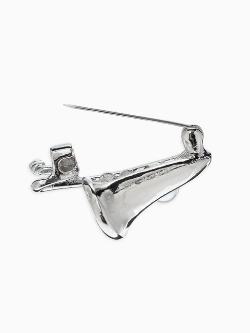 Брошь «Саксофон», музыка, жемчуг, цвет белый в серебре