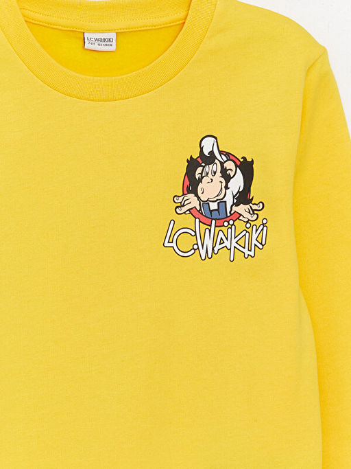 Bisiklet Yaka Nostaljik Maymun Bask?l? Uzun Kollu Erkek ?ocuk Sweatshirt - Waikiki фото 3