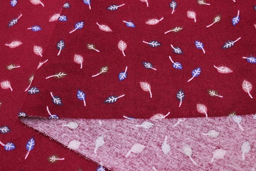 Теплый хлопок Листочки на бордовом, СОРТ2, ш.1.47м, хлопок-100%, 150гр/м.кв - Купава фото 5