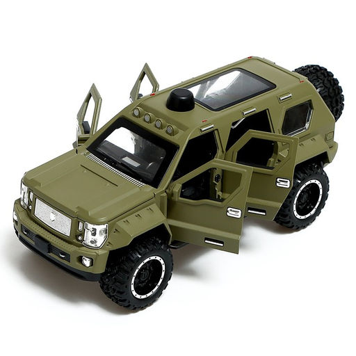Джип металлический Армия, 1:24, открываются двери, капот, багажник, инерция, цвет зелёный - Автоград фото 7