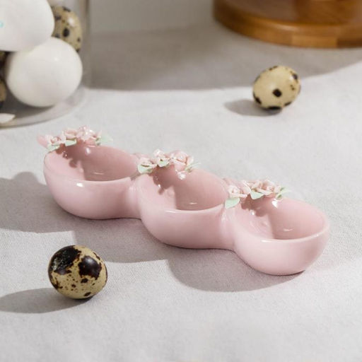 Менажница керамическая 3 ячейки «Кролик», 20×7×3 см, розовая