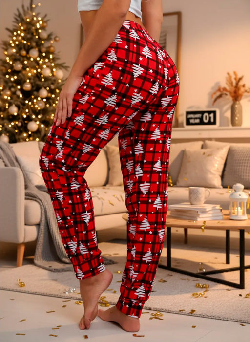 Брюки женские, модель 162, трикотаж (42 размер, Ёлочка, красный)