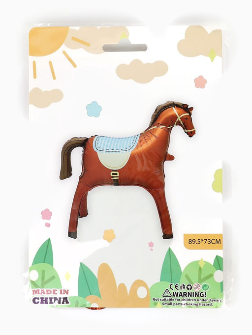 Воздушный шар фольгированный 3D 35" Лошадка, коричневый, сатин