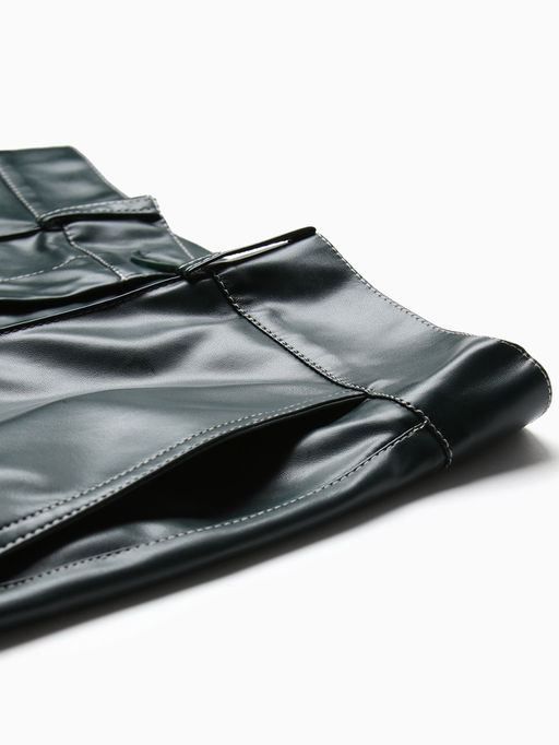 Брюки женские из экокожи MINAKU: Eco leather, зелёные, размер 44
