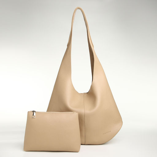 Сумка - мешок женская TEXTURA, на магните, с косметичкой, 36×10×27 см, бежевая