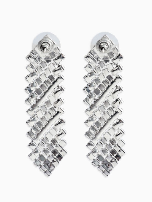 Набор 2 пред-а: серьги, колье со стразами "Лёд" дорожки, d=13,5см, цвет белый в серебре