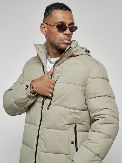 Куртка спортивная мужская зимняя с капюшоном светло-зеленого цвета 8362ZS - Wonderrman фото 11