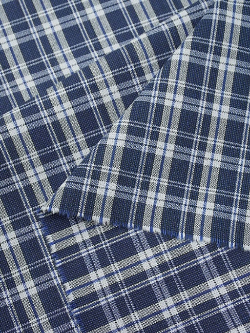 Пестрядь Двойная клетка цв.джинсово-синий/св.серый, ш.1.5м, хлопок-100%, 130гр/м.кв - Купава фото 2