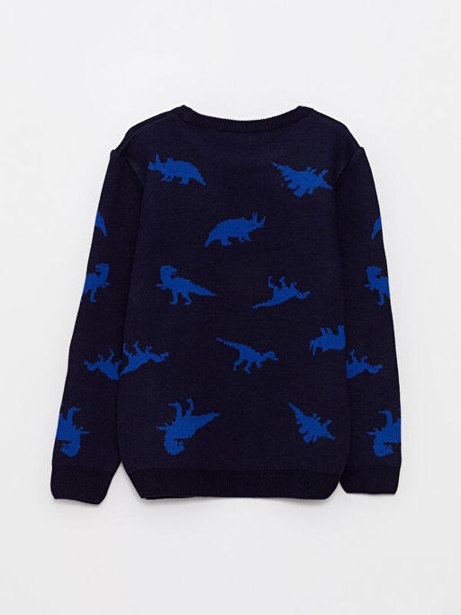 Bisiklet Yaka Desenli Uzun Kollu Erkek ?ocuk Triko Kazak - Waikiki фото 2