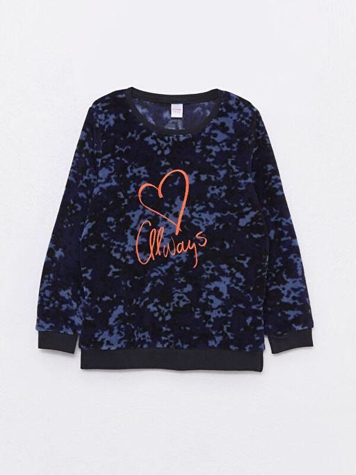 Bisiklet Yaka Bask?l? Uzun Kollu Polar K?z ?ocuk Pijama Tak?m? - Waikiki фото 2