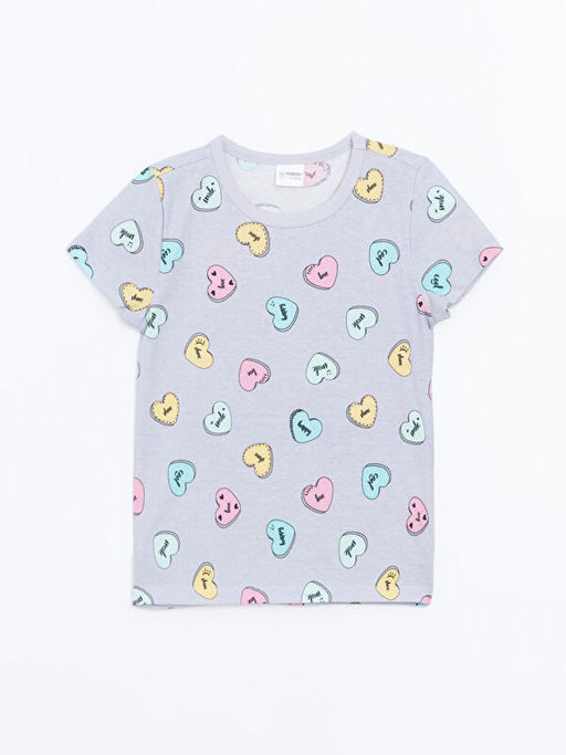 Bisiklet Yaka Bask?l? K?z ?ocuk ?ortlu Pijama Tak?m?