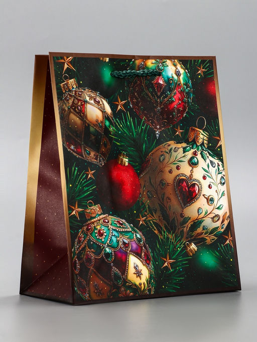 Цена за 2 шт. Пакет подарочный новогодний ламинированный, «Новогодний», 18×10×22.3 см