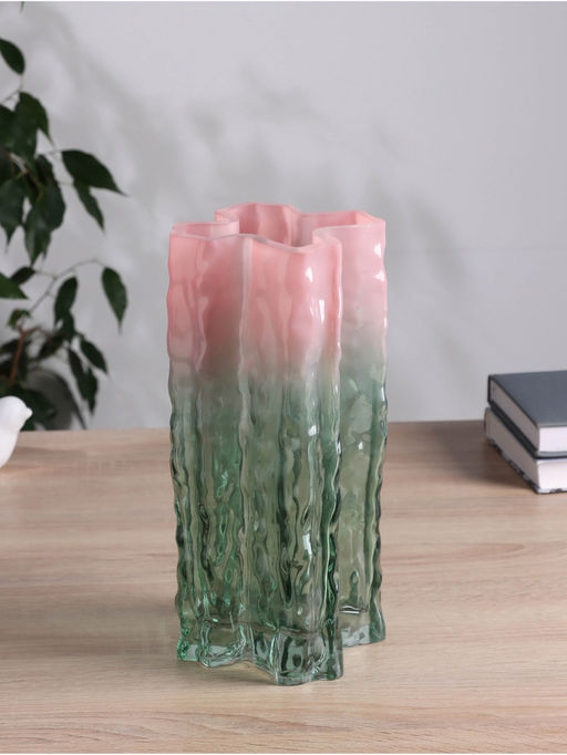 Ваза «Кимберли», 25×12 см, стекло, зелёная, розовая