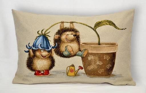 Веселый ёжик Колокольчик- гобеленовая наволочка 45х45см - Гобеленглавснаб фото 2