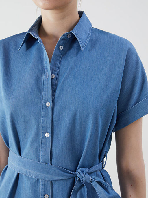 G?mlek Yaka Ku?akl? Jean Elbise