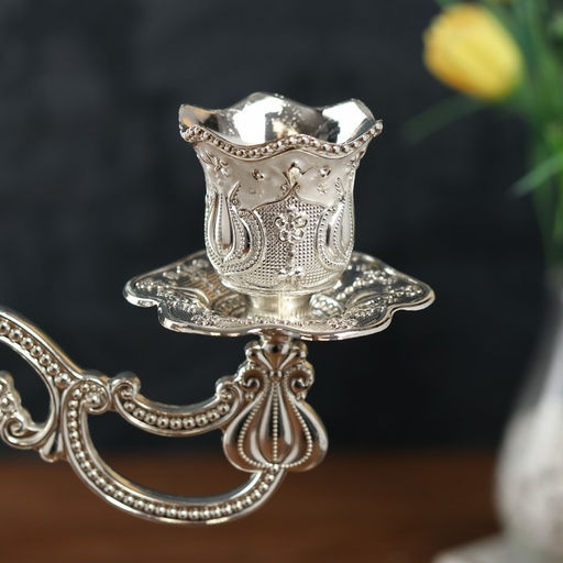 Металлический подсвечник на 3 свечи «Канделябр. Узорный», под серебро, 13×30×28 см