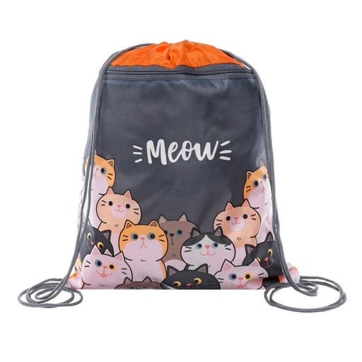 Мешок для обуви с карманом 420 х 340 мм, Calligrata МСО-7С, (мягкий полиэстер, плотность 210D), Коты  фото 5