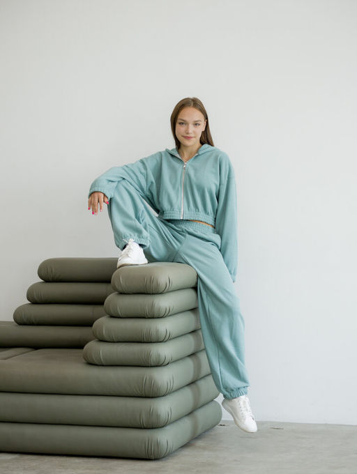 Костюм из спортивной ткани найк футер утепленный, мята (велюр эффект) - Knitka wear фото 9