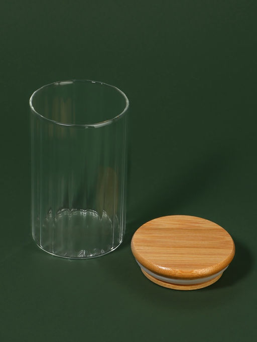 Органайзер для хранения ватных палочек BAMBOO, ребристый, с крышкой, d=6.5×10 см, прозрачный