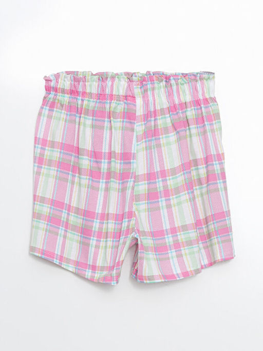 Beli Lastikli Ekose K?z ?ocuk Pijama ?ort