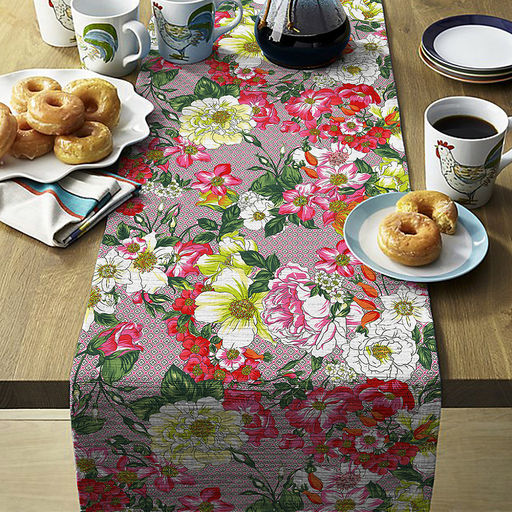"Цветочная феерия" Скатерть-дорожка на стол 50х148см, хлопок "Премиум" 236г/м2, "Домашняя мода" (Россия)