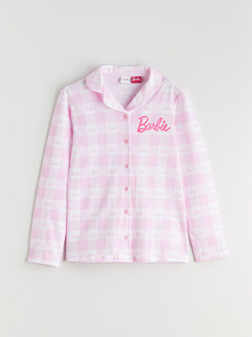 G?mlek Yaka Barbie Bask?l? K?z ?ocuk Pijama Tak?m?